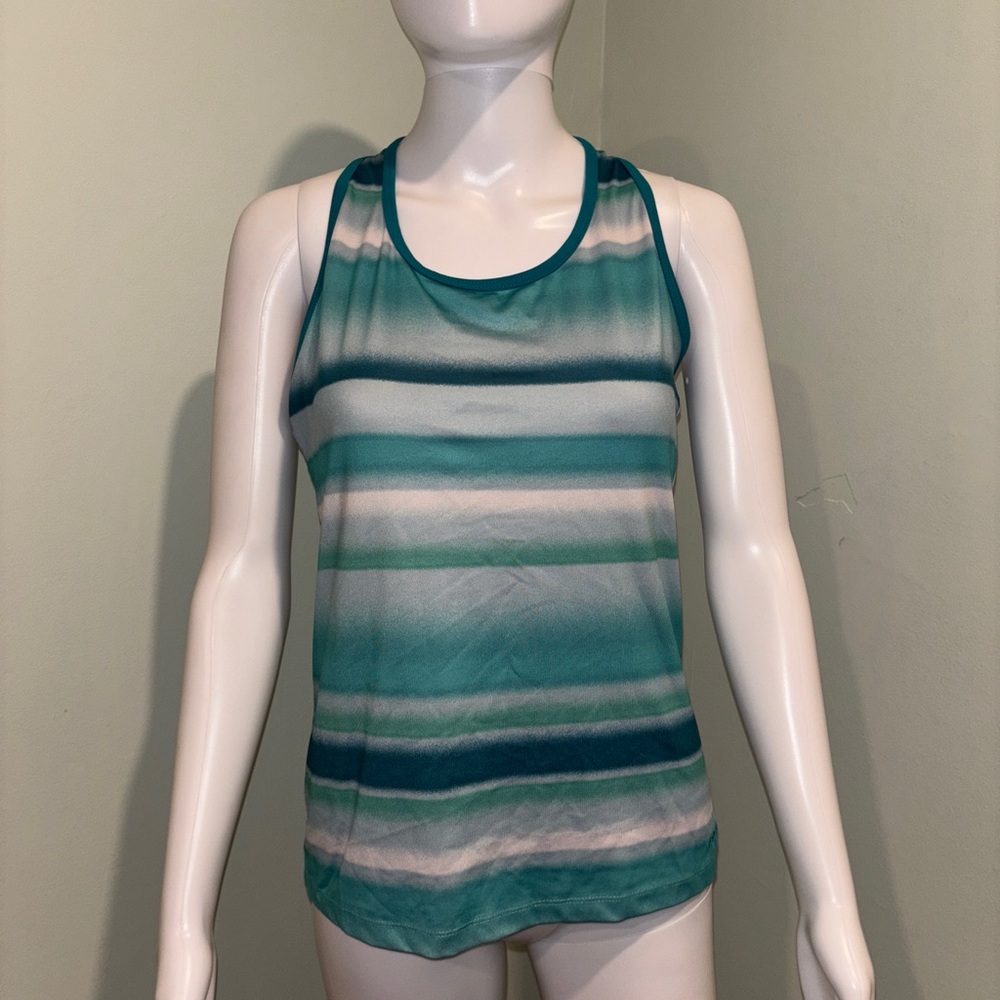 Champion Striped Blue Racerback Tank Top with Built in Bra - L